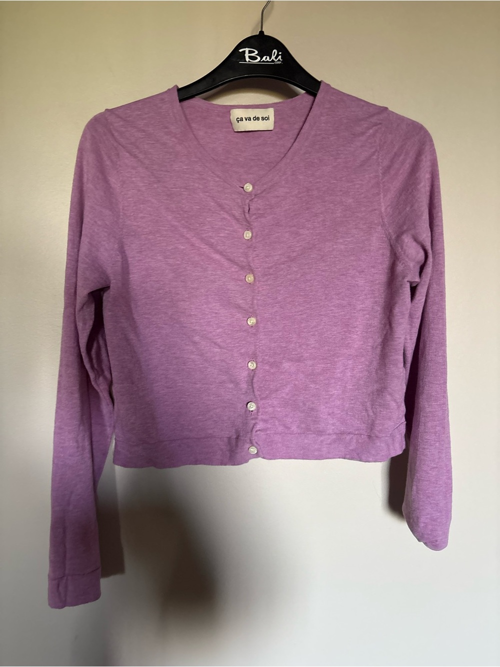 ça va de soi 100% Egyptian coton Lilac V-Neck Button Cardigan